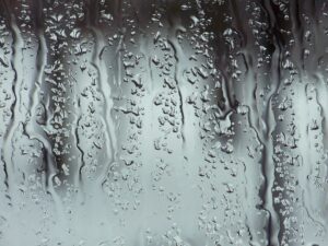 water droplets on shower doors